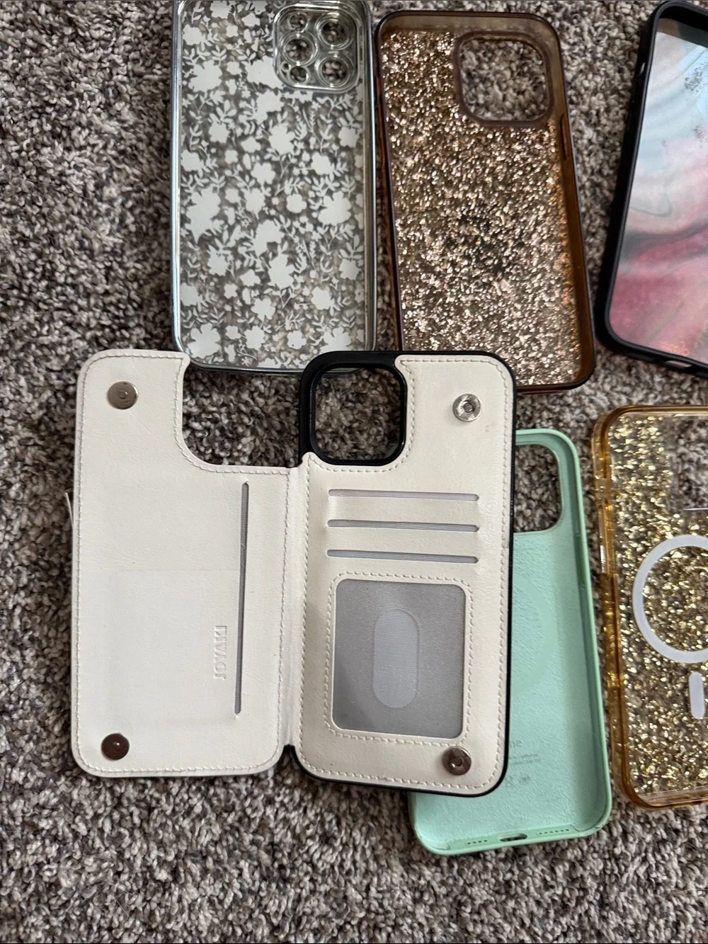 Apple iPhone 12 Pro max Case Bundle - Mint Silicone + Floral, Gold & Marble
